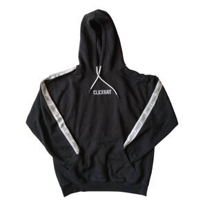 Clickbait Black Embroidered Drawstring Hooded Sweatshirt David Dobrik Size Large